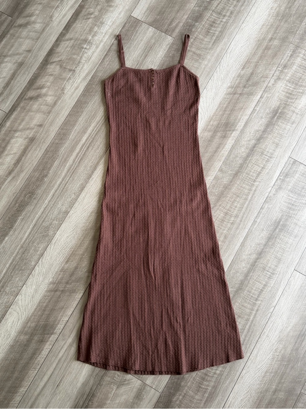 juem Australia Sz 8 Women’s Brown Ribbed Midi Dress 100% Organic Cotton Boho